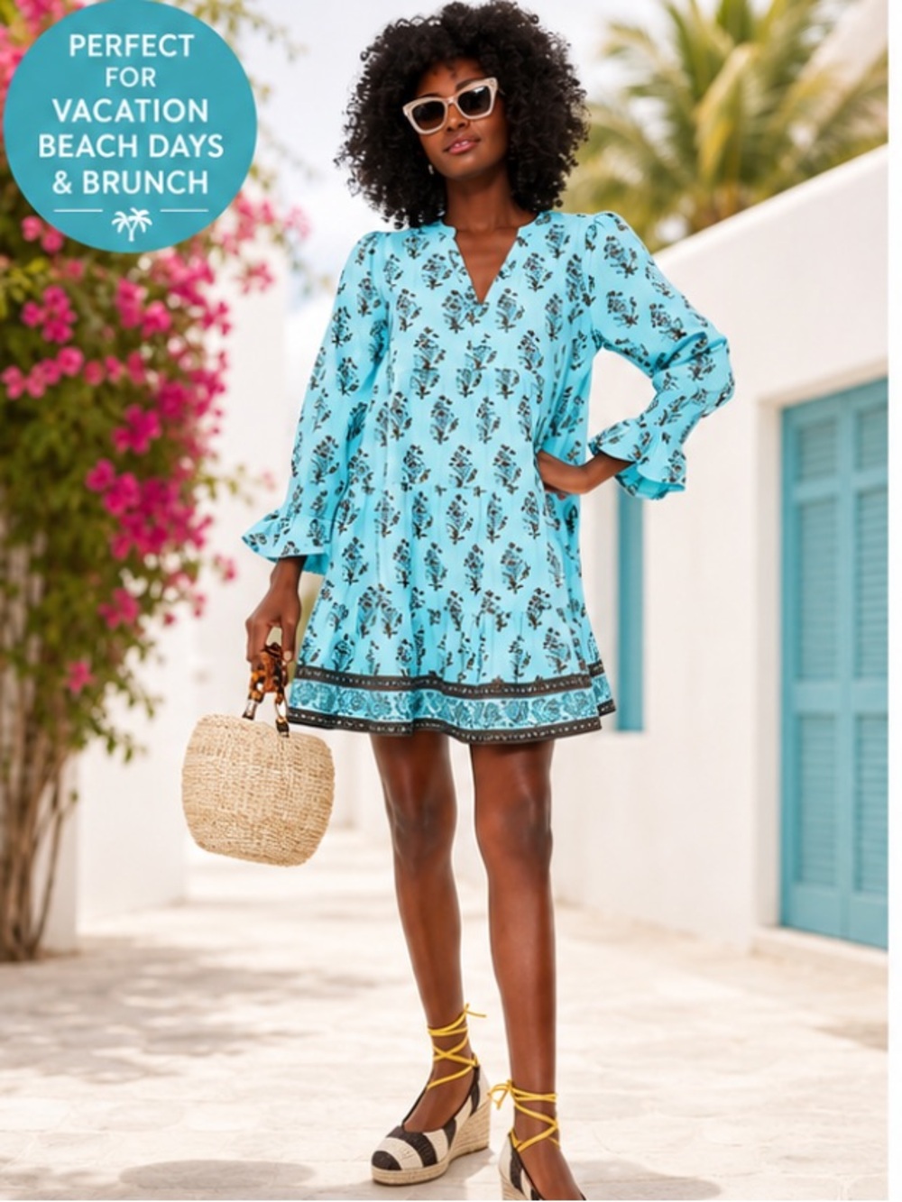 Tuckernuck tnuck TropicalTurquoise bouquet kenzo Mini Dress Boho, Beach Resort - Picture 9 of 9